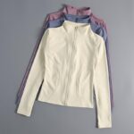 여성용 요가 의류 상의 몸에 꼭 맞고, 슬리밍, 속건성, 전문 러닝 스포츠 선크림 긴팔 고탄성 트레이닝 피트니스 재킷