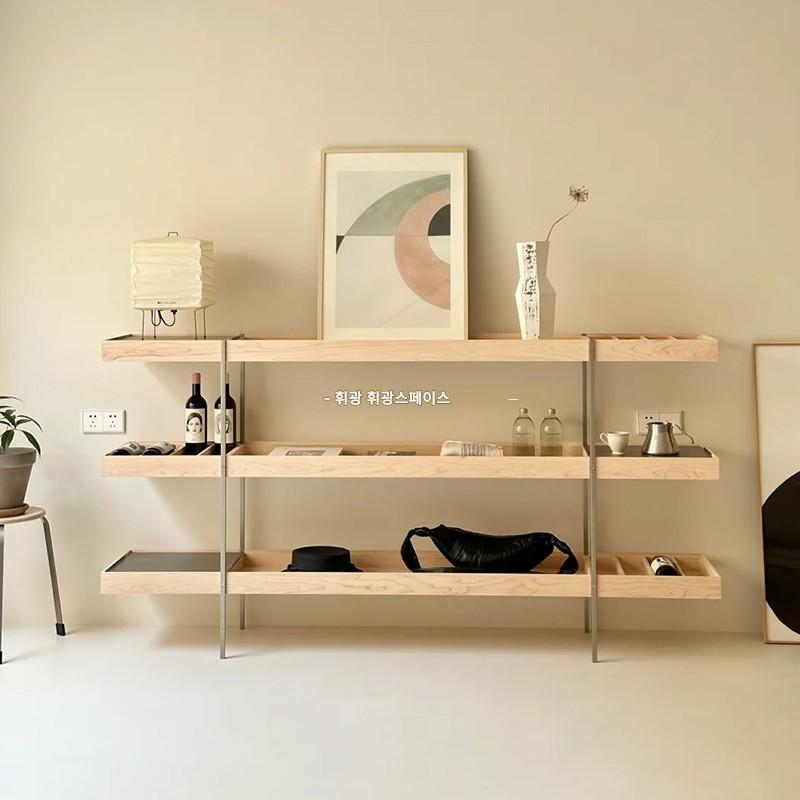 main_819799672414_0-2 벽면 수납 선반 통나무 스타일 파티션 디스플레이 랙 디스플레이 랙에 대한 현대적이고 심플한 바닥형 다층 선반 - 이미지 1