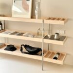 벽면 수납 선반 통나무 스타일 파티션 디스플레이 랙 디스플레이 랙에 대한 현대적이고 심플한 바닥형 다층 선반 - 이미지 4