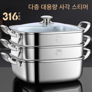 일본식 사각 찜통 냄비 통합 가정용 316 스테인리스 두꺼운 찜통 서랍 다기능 유도 조리기 범용