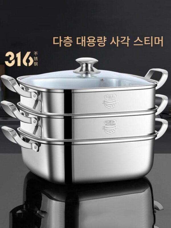 일본식 사각 찜통 냄비 통합 가정용 316 스테인리스 두꺼운 찜통 서랍 다기능 유도 조리기 범용