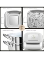 일본식 사각 찜통 냄비 통합 가정용 316 스테인리스 두꺼운 찜통 서랍 다기능 유도 조리기 범용 - 이미지 4