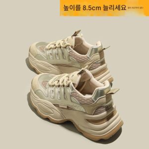 아빠신발 내부 키높이 여성화 2025 봄 신상 두꺼운 밑창 스포츠화 인기 키높이 신발 와이드 레그 팬츠
