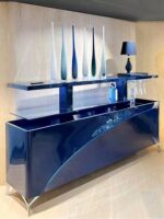 이탈리아 자동 리프팅 사이드보드 Rochburg 모던 미니멀리스트 솔리드 우드 페인트 리프팅 와인 캐비닛 바 보관 캐비닛