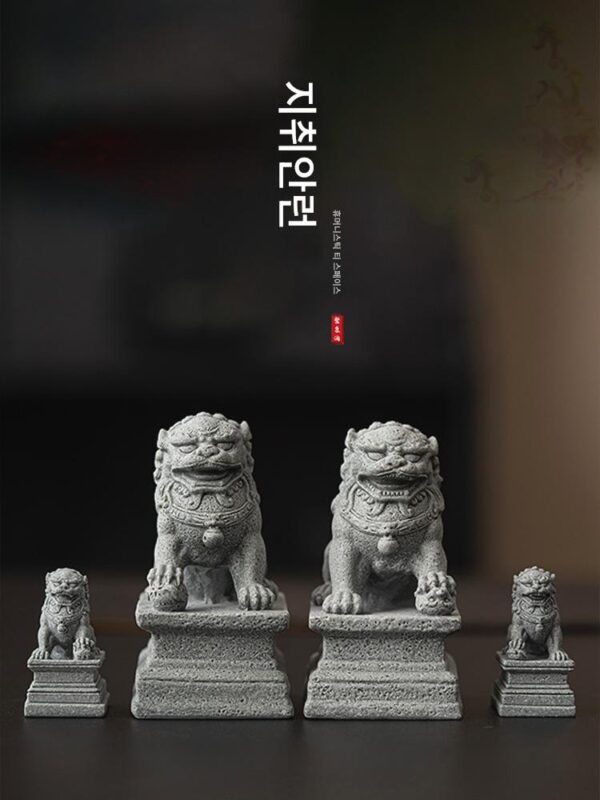 조조의 L. PD. 자취안. 녹색 사암 장식 창의적인 후루이 돌 사자 한 쌍의 차 애완동물 | 개지에
