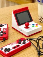 게임기 레드와 화이트 머신 더블 노스탤직 아케이드 모델 TV 연결 가능 소형 휴대용 미니 fc 핸드헬드 생일 선물