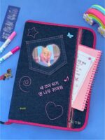 루비 오리지널 데님 컴퓨터 가방 아이패드 보호 가방 서류 가방 태블릿 가방 라이너 가방 미국 레트로 핑크 자수 사진 보관 가능 지퍼 귀여움