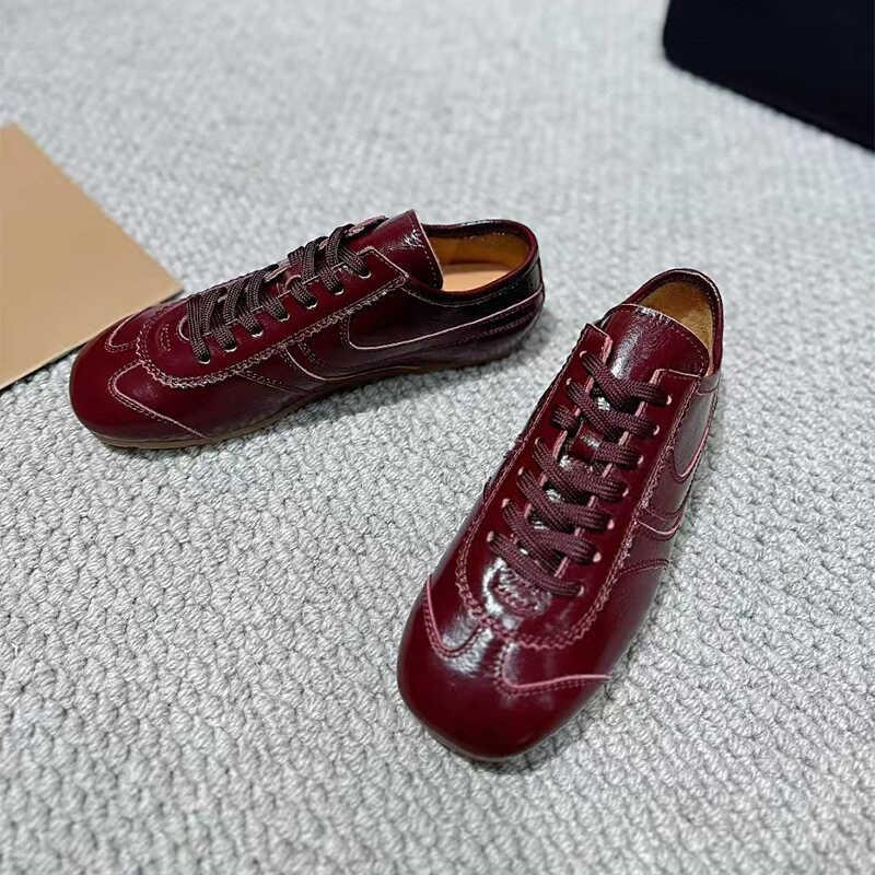 main_821663578309_0-1 니치 레트로 스포츠화 유럽과 미국 2024 봄과 가을 새로운 정품 가죽 패션 캐주얼 다용도 플랫 독일 트레이닝화 - 이미지 1