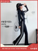 annerun 슬림핏 요가복 여성 레저 러닝 투피스 수트 속건성 트레이닝 스포츠 피트니스 의류