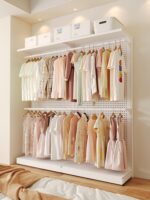 천공보드 오픈 옷장 옷걸이 침실 바닥형 심플 코트 랙 홈 금속 코트 랙 조립