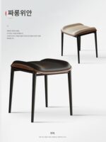 모던 심플 이임스 다이닝 체어 중세 스타일 소형 가정용 쌓을 수 있는 정사각형 스툴 벤치 다이닝 테이블 스페어 스툴 - 이미지 4