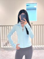 루르루레몬 디파인 재킷 클래식 스포츠 스탠드 칼라 재킷 숏 슬림 요가 웨어 여성용 재킷