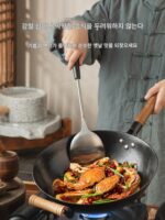 일본 거북이 무늬 돼지 철 주철 팬 요리 냄비 가정용 무코팅 구식 둥근 바닥 노스틱 프라이팬 가스 스토브 전용 - 이미지 4