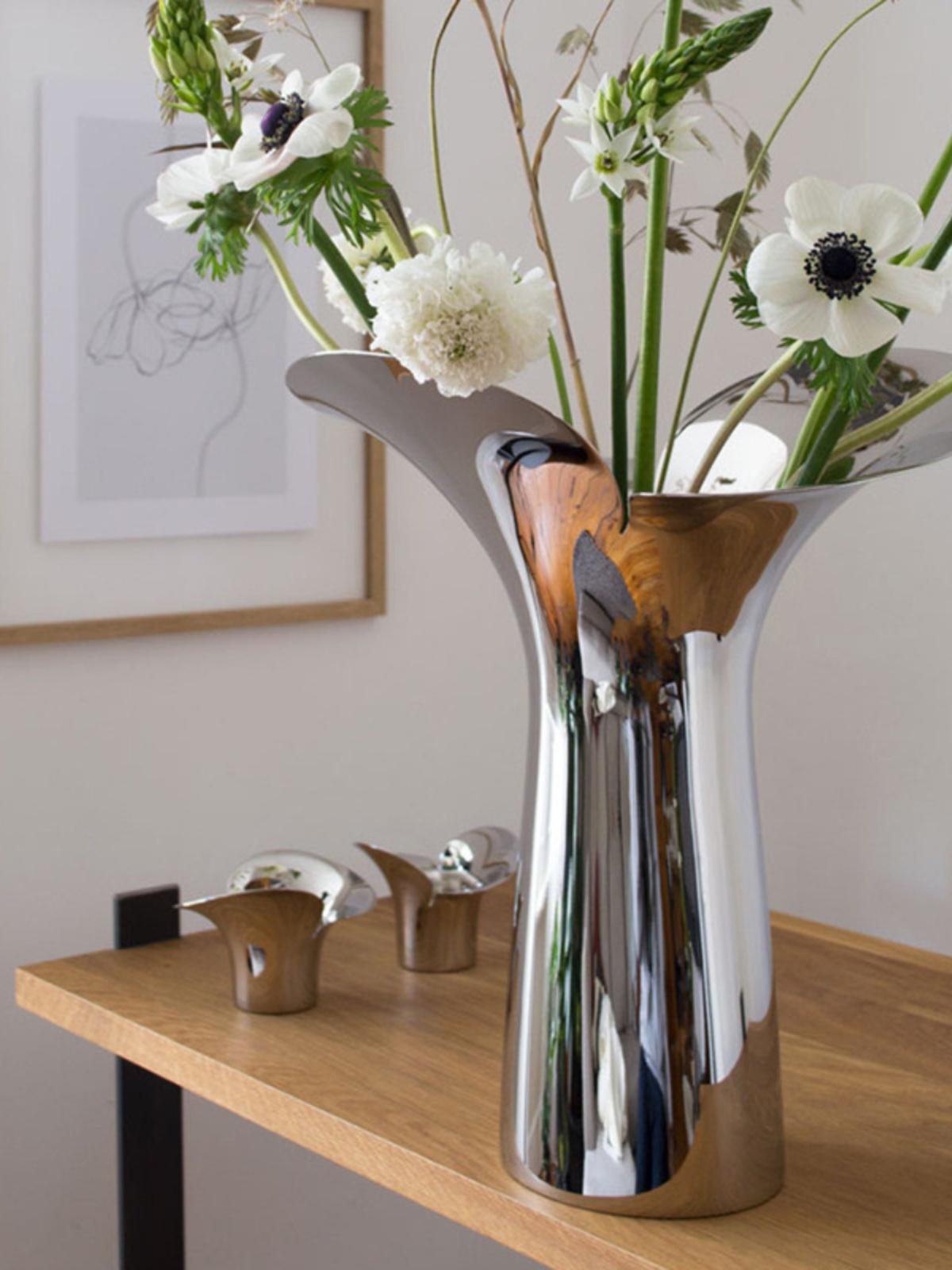 main_825459255636_0-1 조지 제이슨 꽃병 스테인리스 스틸 조명 럭셔리 유럽 스타일 침실 홈 꽃꽂이 식탁 거실 장식 이사 선물 - 이미지 1