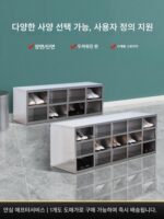 맞춤형 304 스테인리스 스틸 신발장 작업장 실험실 신발장 병원 공장 직원 양면 신발 벤치 도어 포함 - 이미지 4
