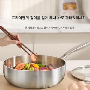 일본산 스테인리스 스틸 프라이팬 316 식품등급 두꺼운 노스틱 팬 가정용 유도 쿠커 특수 무코팅 프라이팬
