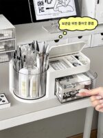 펜홀더 수납함 사무실 데스크탑 대용량 어린이 여아 문구대 학생용 책상 회전 펜통