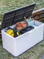 야외 보관함 방수 선크림 정원 안뜰 테라스 보관 야외 발코니 장난감 잡화 방수 사물함 - 이미지 5