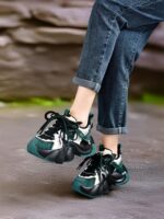 Siqige 2025 봄과 가을 정품 가죽 두꺼운 밑창 아빠 신발 여성용 색상 매칭 핸드메이드 기질 스포츠 캐주얼 신발 편안한 발 관리 - 이미지 2