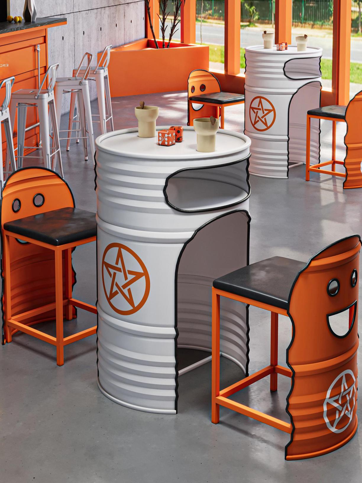 main_827134561536_0-1 인터넷 연예인 밀크티숍 테이블과 의자 조합 카페 디저트숍 휴게소 야외 오일통 다이닝 테이블과 의자 상업용 조수 - 이미지 1