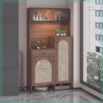 앤틱 라탄 다이닝 캐비닛 통합 벽면 장착형 청소 로봇 랙 진공 청소기 보관 캐비닛 7J44