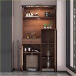 앤틱 라탄 다이닝 캐비닛 통합 벽면 장착형 청소 로봇 랙 진공 청소기 보관 캐비닛 7J44 - 이미지 3