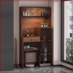 앤틱 라탄 다이닝 캐비닛 통합 벽면 장착형 청소 로봇 랙 진공 청소기 보관 캐비닛 7J44 - 이미지 4