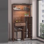 앤틱 라탄 다이닝 캐비닛 통합 벽면 장착형 청소 로봇 랙 진공 청소기 보관 캐비닛 7J44 - 이미지 5