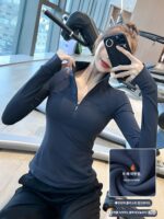 KAYANTY 요가복 여성용 하프 지퍼 러닝 스포츠 상의 신축성 트레이닝 피트니스복 긴팔 가을과 겨울 신제품 - 이미지 3