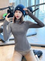 KAYANTY 요가복 여성용 하프 지퍼 러닝 스포츠 상의 신축성 트레이닝 피트니스복 긴팔 가을과 겨울 신제품 - 이미지 4