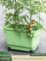 꽃상자 긴 직사각형 자체흡수 발코니 가정용 바퀴 달린 트레이 플라스틱 초대형 통기성 수지 야채 화분