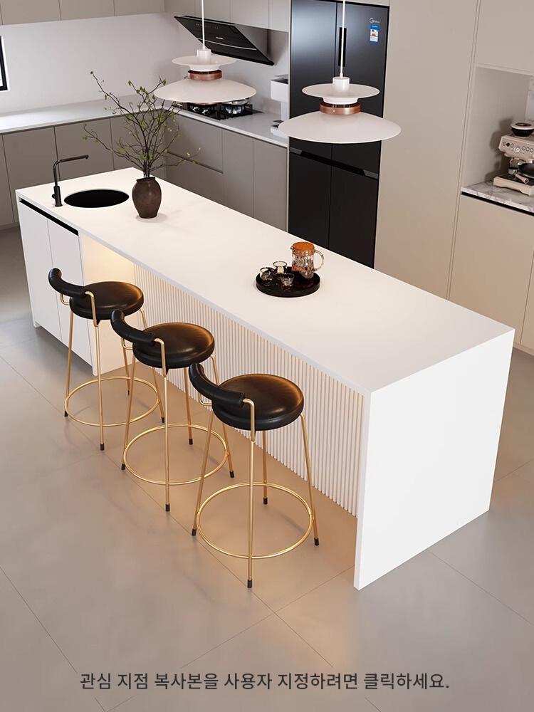 main_827483519759_0-1 플러시 록 슬래브 아일랜드 테이블 식탁 통합 대형 플랫 빌라 맞춤형 고급 바 다기능 홈 다운턴 - 이미지 1