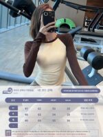 KAYANTY 컬러 매칭 네트 레드 요가복 슬림 통기성 트레이닝 긴팔 타이트 탄력 러닝 스포츠 상의 가을 - 이미지 4