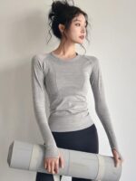 이탈리아 ZPPSN 요가 의류 상의 긴팔 여성용 라운드넥 속건성 고탄성 통기성 전문 러닝 피트니스 의류 t - 이미지 2