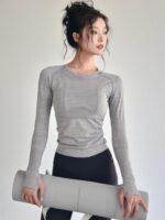 이탈리아 ZPPSN 요가 의류 상의 긴팔 여성용 라운드넥 속건성 고탄성 통기성 전문 러닝 피트니스 의류 t - 이미지 3