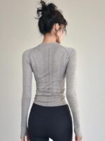 이탈리아 ZPPSN 요가 의류 상의 긴팔 여성용 라운드넥 속건성 고탄성 통기성 전문 러닝 피트니스 의류 t - 이미지 4