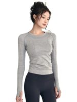 이탈리아 ZPPSN 요가 의류 상의 긴팔 여성용 라운드넥 속건성 고탄성 통기성 전문 러닝 피트니스 의류 t - 이미지 5