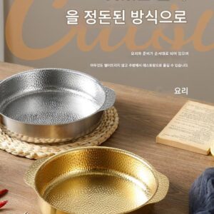 한국식 건식냄비 두꺼운 스테인리스 금 더블 귀 싱글 소형 냄비 1인용 1냄비 인덕션 쿠커 가스 스토브 전용