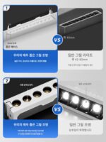 미니 롱 그릴 램프 내장 3개 헤드 선형 거실 복도 LED 심플 천장 스포트라이트 매우 좁음 - 이미지 3