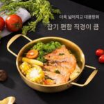 한국식 인스턴트 라면 냄비 스테인리스 스틸 건조 냄비 싱글 핫팟 얕은 수프 냄비 상업용 군대 소형 조리 냄비 라면 더블 귀