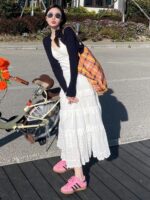 정품 가죽 핑크 두꺼운 밑창 Dexun 신발 여성용 2024년 신상 봄 가을 스포츠 캐주얼 신발 T-head Forrest Gump 신발 두꺼운 밑창 스니커즈 - 이미지 4