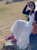 정품 가죽 핑크 두꺼운 밑창 Dexun 신발 여성용 2024년 신상 봄 가을 스포츠 캐주얼 신발 T-head Forrest Gump 신발 두꺼운 밑창 스니커즈 - 이미지 5