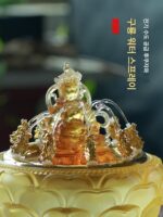 유리 5방 급수 노란색 부의 신 검은색 부의 신 부처님 동상 부를 끌어들이는 물 순환 장식품 보물 구룡 목욕 부처님 분지 새것