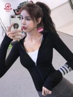 KAYANTY 후드 요가 피트니스 의류 러닝 트레이닝 상의 긴팔 탄력 타이트 스포츠 재킷 여성용 봄과 가을