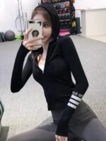 KAYANTY 후드 요가 피트니스 의류 러닝 트레이닝 상의 긴팔 탄력 타이트 스포츠 재킷 여성용 봄과 가을 - 이미지 4