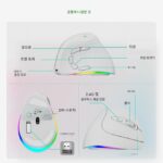 2.4G 블루투스 듀얼 모드 인체공학적 수직 마우스 4000DPI 9키 RGB 백라이트 충전식 무소음 마우스 - 이미지 3