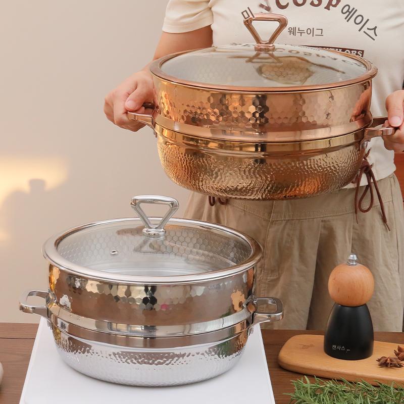 main_830500895789_0-1 3겹 강철 대용량 해산물 찜통 증기 냄비 유도 조리기 상업용 가정용 야외 얕은 수프 냄비 뜨거운 냄비 사우나 치킨 - 이미지 1