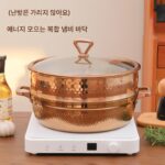 3겹 강철 대용량 해산물 찜통 증기 냄비 유도 조리기 상업용 가정용 야외 얕은 수프 냄비 뜨거운 냄비 사우나 치킨 - 이미지 2