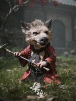 블랙 신화 원숭이 왕 바지에 펜던트 백 펜던트 블랙 신화 원숭이 왕 주변 봉제 장난감 장식품 열쇠 고리 - 이미지 4