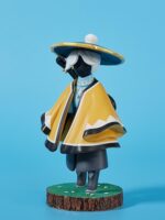 빛은 루오리 핸드헬드 오피스 인형을 만나 수지 장식품 점토 가운 망토 선물 흰 새 평평한 버섯 인형을 둘러싼다 - 이미지 2